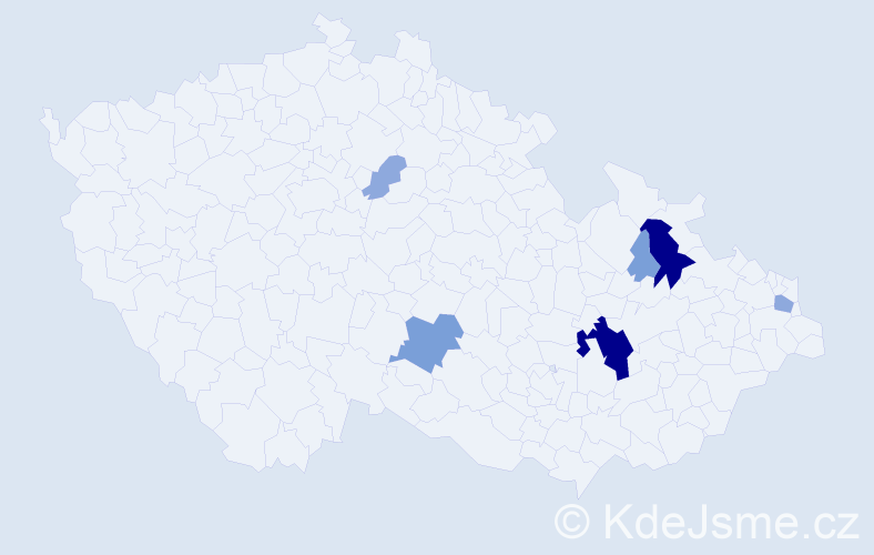 Příjmení: 'Mrvcová', počet výskytů 20 v celé ČR