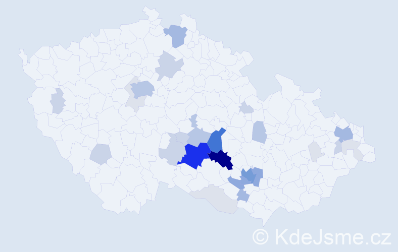 Příjmení: 'Sekničková', počet výskytů 115 v celé ČR