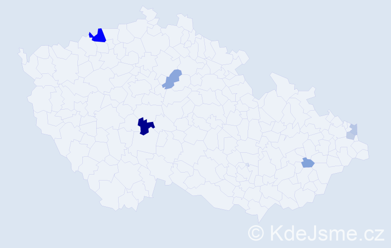 Příjmení: 'Bibeň', počet výskytů 18 v celé ČR