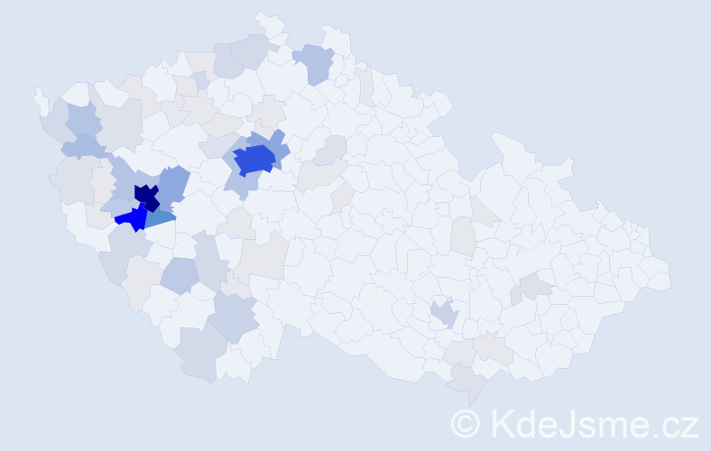Příjmení: 'Přibáň', počet výskytů 261 v celé ČR