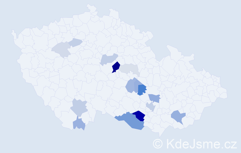 Příjmení: 'Korábková', počet výskytů 48 v celé ČR