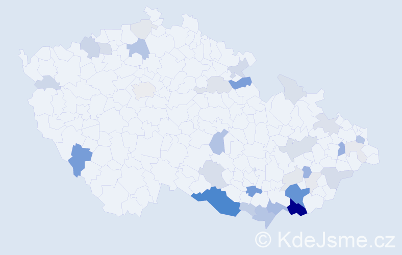 Příjmení: 'Mirošová', počet výskytů 126 v celé ČR