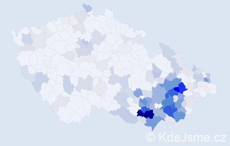 Příjmení: 'Krejčiřík', počet výskytů 670 v celé ČR