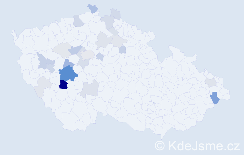 Příjmení: 'Bolinová', počet výskytů 90 v celé ČR
