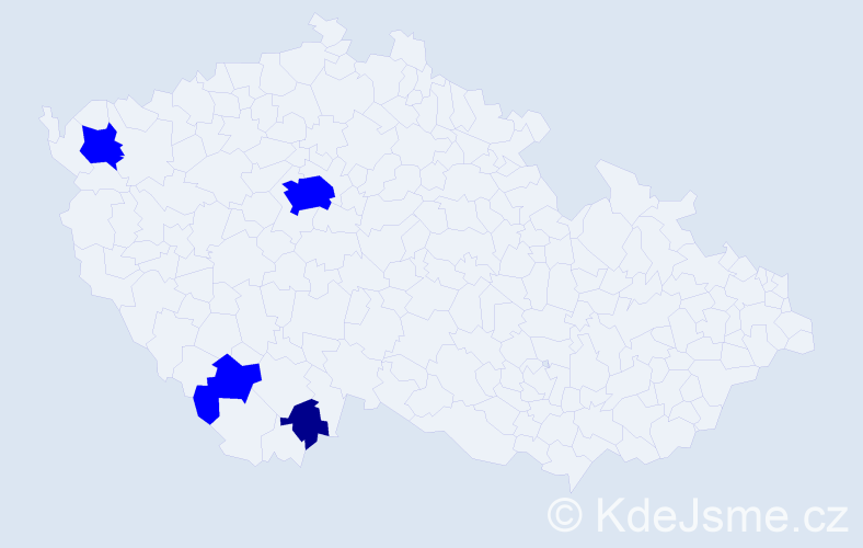 Příjmení: 'Krénová', počet výskytů 5 v celé ČR