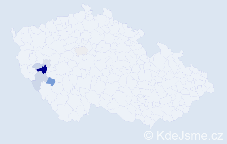 Příjmení: 'Kutka', počet výskytů 24 v celé ČR