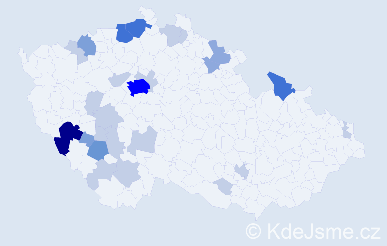 Příjmení: 'Kaisr', počet výskytů 67 v celé ČR