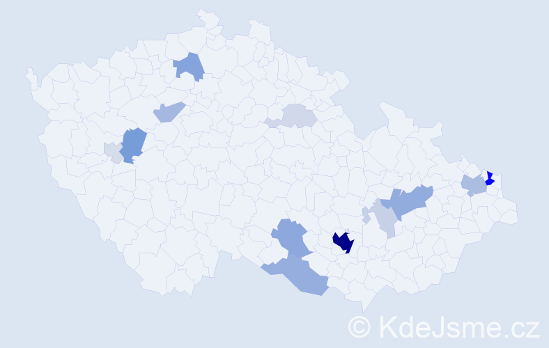 Příjmení: 'Dzurňáková', počet výskytů 57 v celé ČR