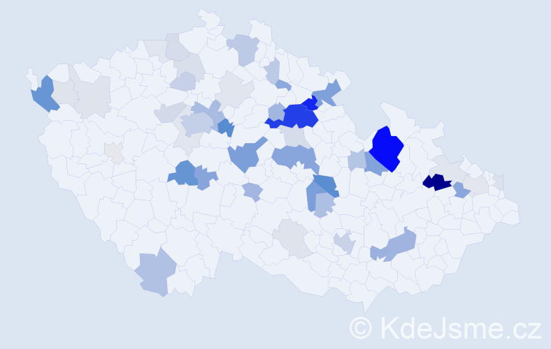 Příjmení: 'Dusová', počet výskytů 164 v celé ČR