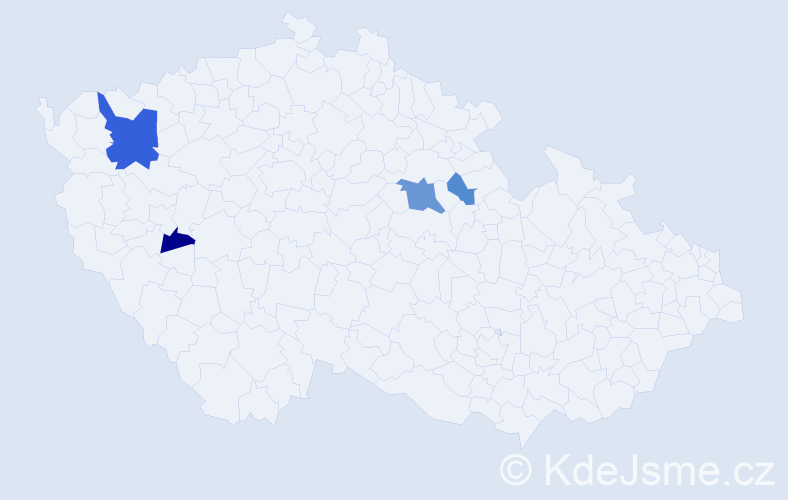Příjmení: 'Bedzírová', počet výskytů 9 v celé ČR