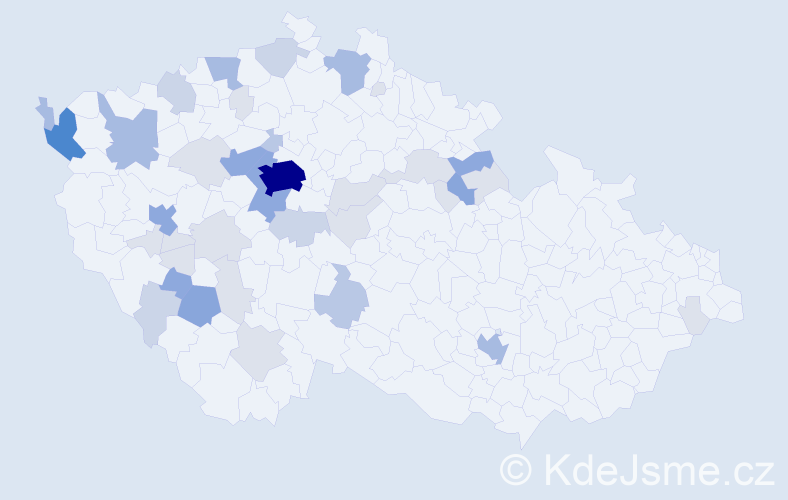 Příjmení: 'Kába', počet výskytů 126 v celé ČR