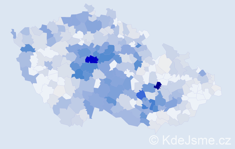 Příjmení: 'Barták', počet výskytů 2007 v celé ČR
