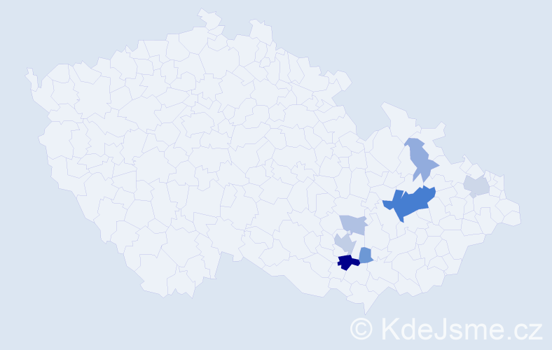 Příjmení: 'Cekl', počet výskytů 20 v celé ČR