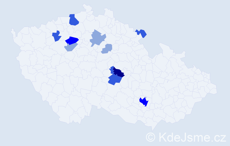 Příjmení: 'Bažoutová', počet výskytů 28 v celé ČR
