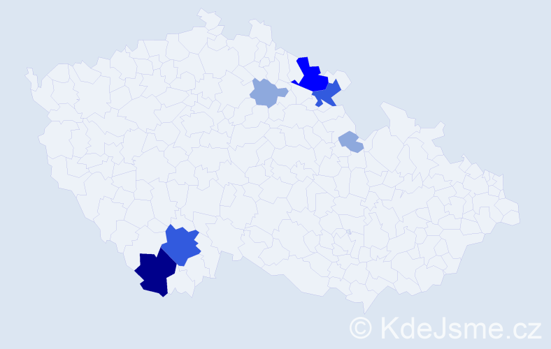 Příjmení: 'Tham', počet výskytů 17 v celé ČR