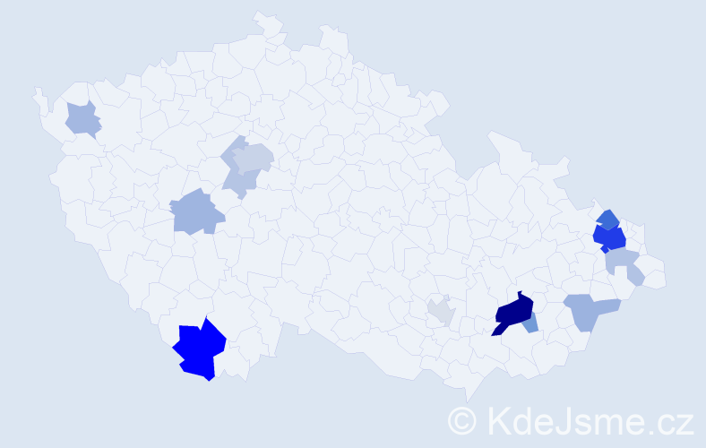 Příjmení: 'Adamíčková', počet výskytů 35 v celé ČR