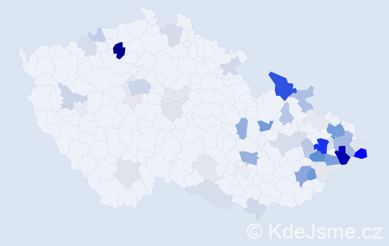 Příjmení: 'Závada', počet výskytů 205 v celé ČR