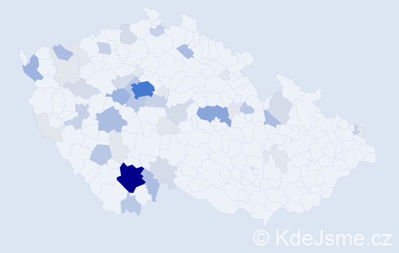 Příjmení: 'Kubata', počet výskytů 157 v celé ČR