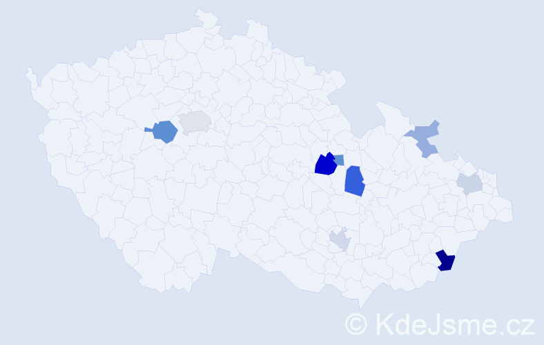 Příjmení: 'Metyš', počet výskytů 20 v celé ČR