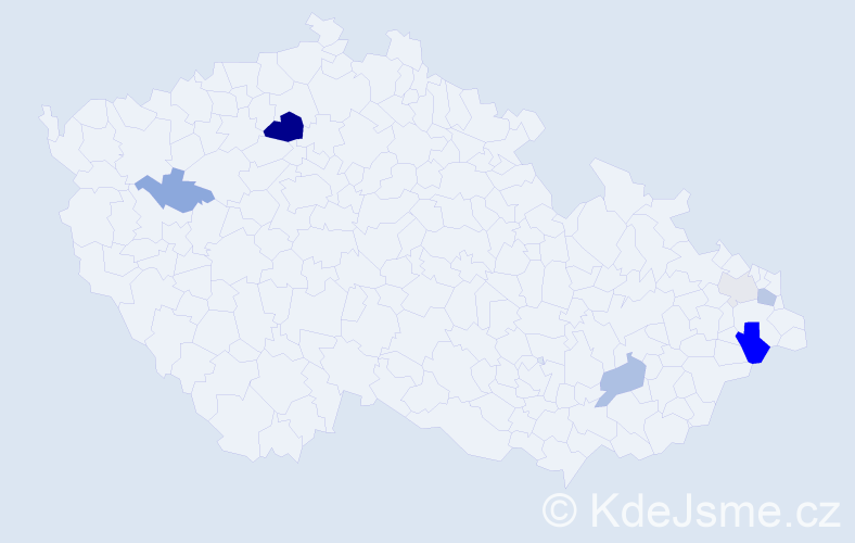 Příjmení: 'Vlčáková', počet výskytů 17 v celé ČR