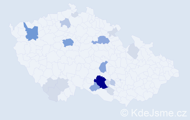 Příjmení: 'Vyletělová', počet výskytů 51 v celé ČR