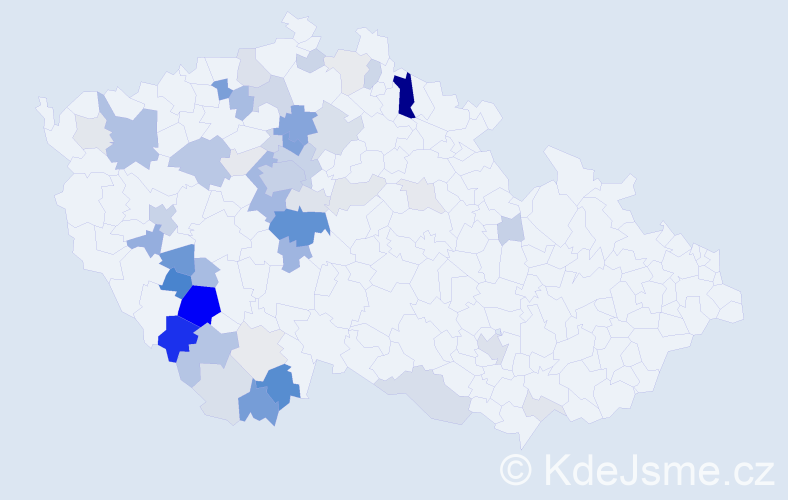 Příjmení: 'Frková', počet výskytů 157 v celé ČR