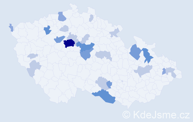 Příjmení: 'Vaváková', počet výskytů 60 v celé ČR
