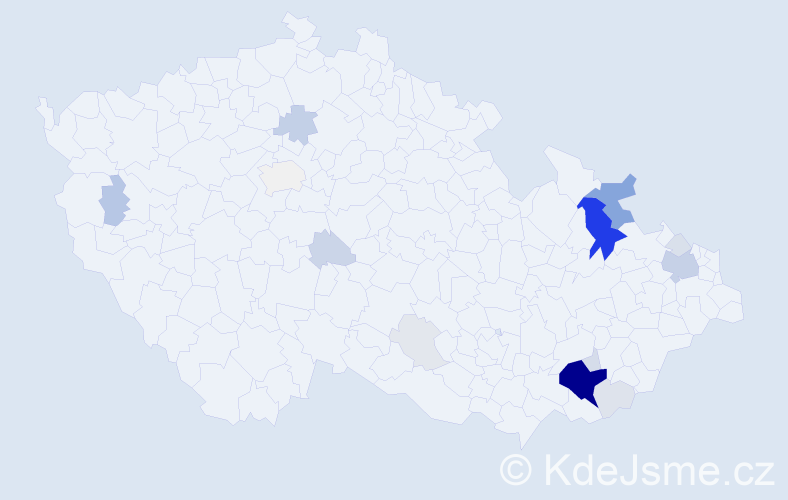 Příjmení: 'Kodrla', počet výskytů 75 v celé ČR