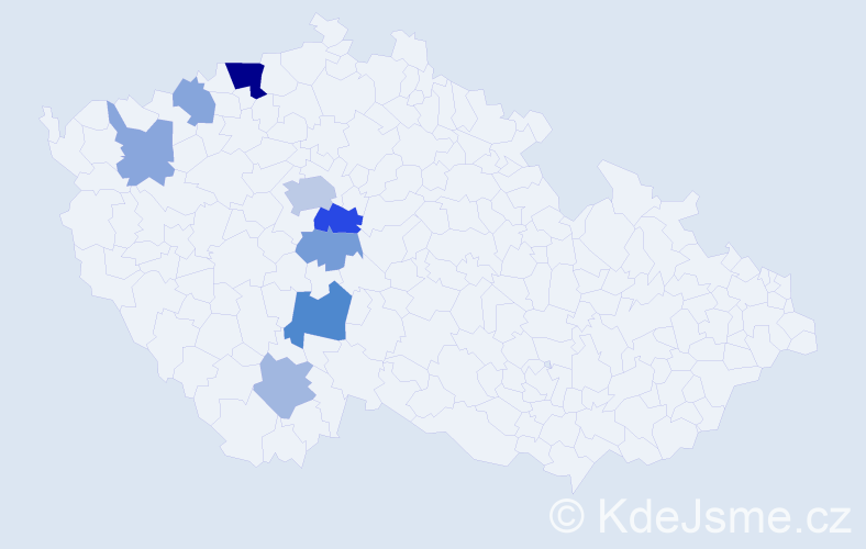 Příjmení: 'Kolíčková', počet výskytů 17 v celé ČR