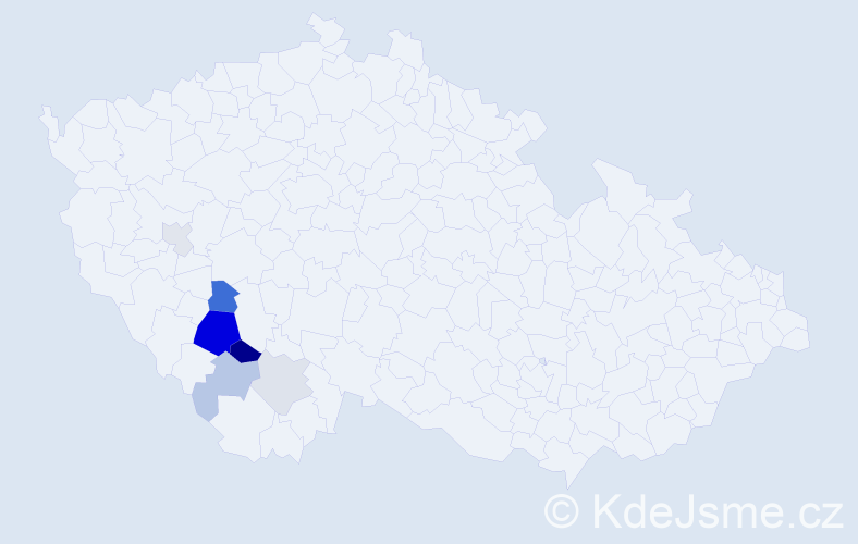 Příjmení: 'Holín', počet výskytů 18 v celé ČR
