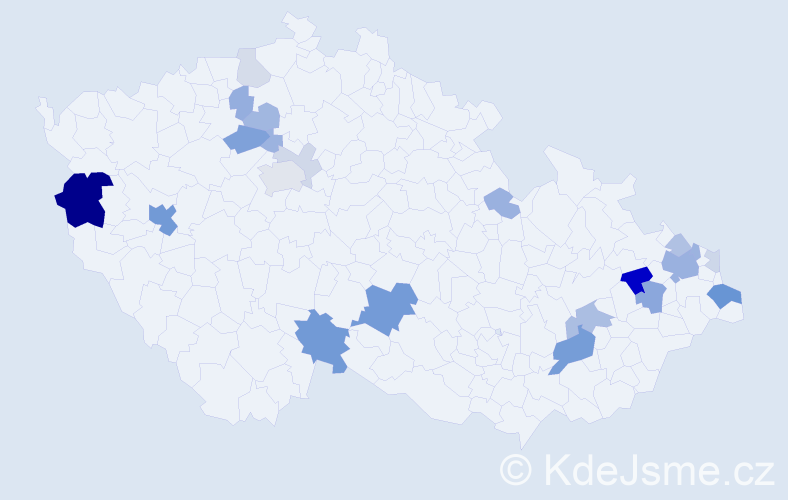Příjmení: 'Vojtuš', počet výskytů 60 v celé ČR