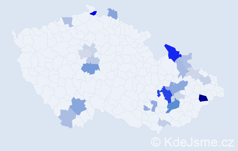 Příjmení: 'Moural', počet výskytů 62 v celé ČR