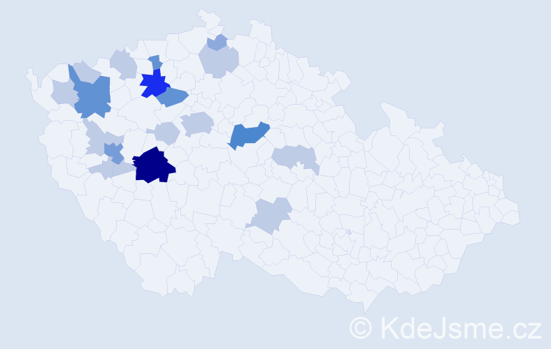 Příjmení: 'Záborec', počet výskytů 50 v celé ČR