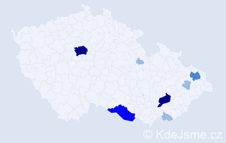 Příjmení: 'Lecianová', počet výskytů 16 v celé ČR