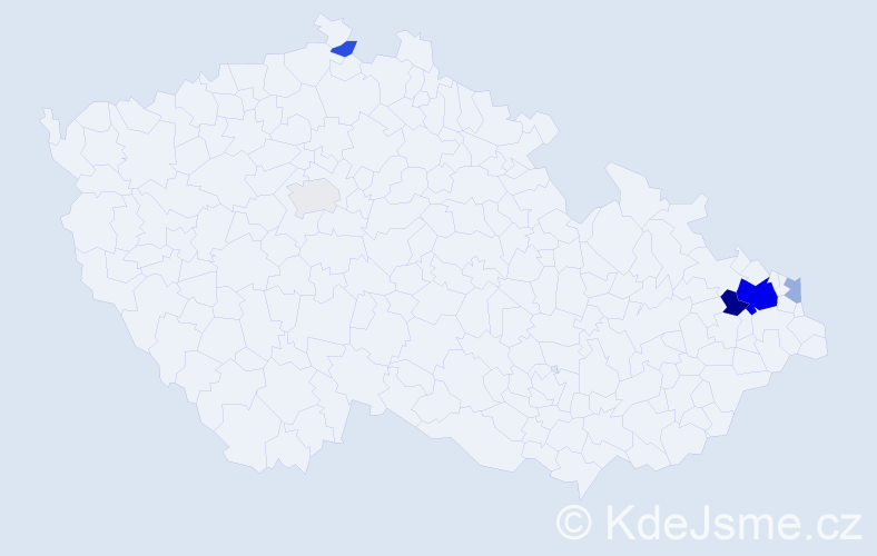 Příjmení: 'Kanichová', počet výskytů 18 v celé ČR