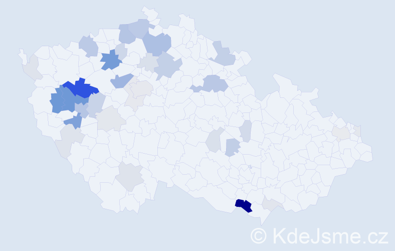 Příjmení: 'Saková', počet výskytů 112 v celé ČR