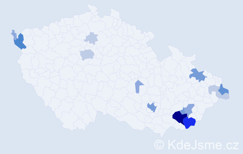 Příjmení: 'Kura', počet výskytů 49 v celé ČR