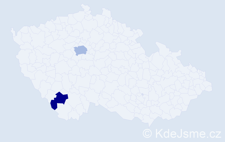 Příjmení: 'Hod', počet výskytů 8 v celé ČR