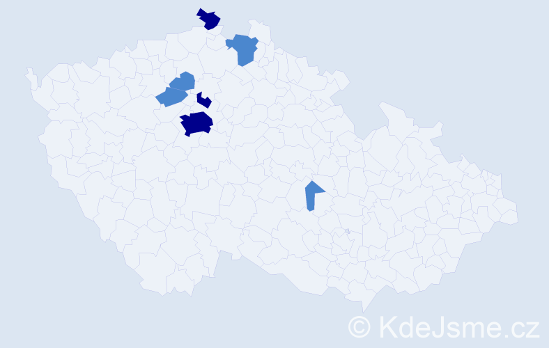 Příjmení: 'Zan', počet výskytů 13 v celé ČR