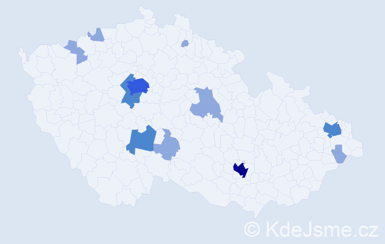 Příjmení: 'Géci', počet výskytů 21 v celé ČR