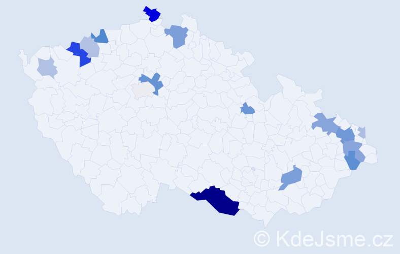 Příjmení: 'Blanár', počet výskytů 41 v celé ČR