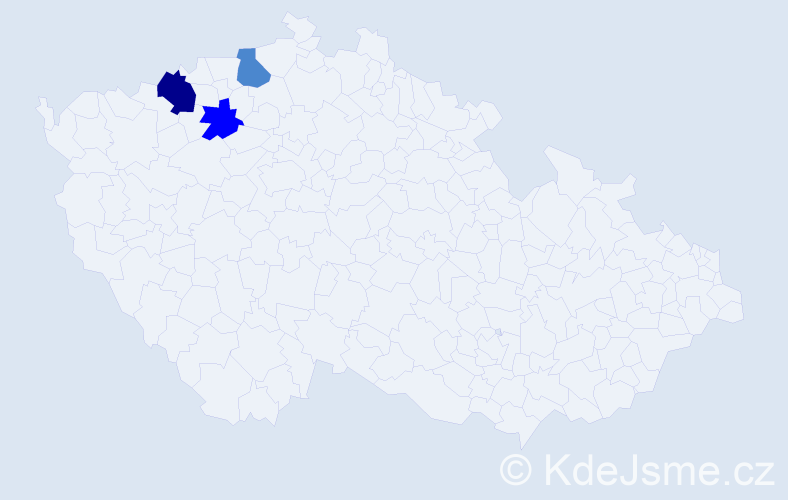 Příjmení: 'Deter', počet výskytů 9 v celé ČR