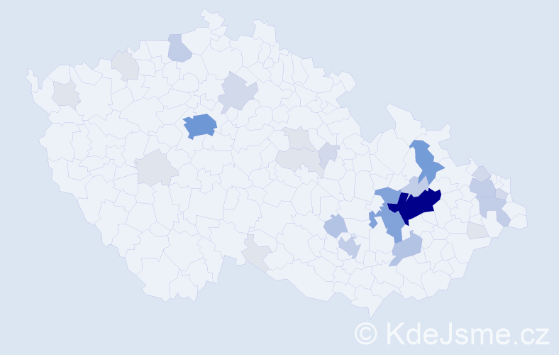 Příjmení: 'Vaca', počet výskytů 107 v celé ČR
