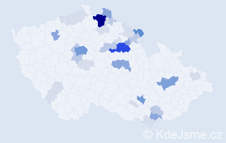 Příjmení: 'Pomezná', počet výskytů 102 v celé ČR
