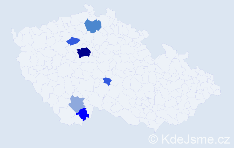 Příjmení: 'Matourková', počet výskytů 18 v celé ČR