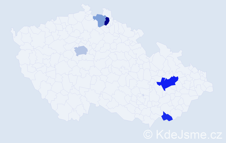 Příjmení: 'Kubschová', počet výskytů 10 v celé ČR