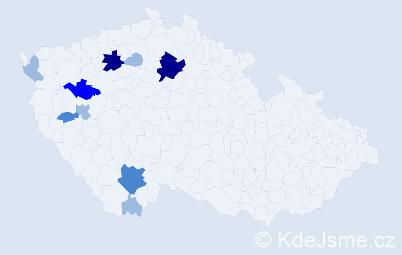 Příjmení: 'Slovan', počet výskytů 19 v celé ČR