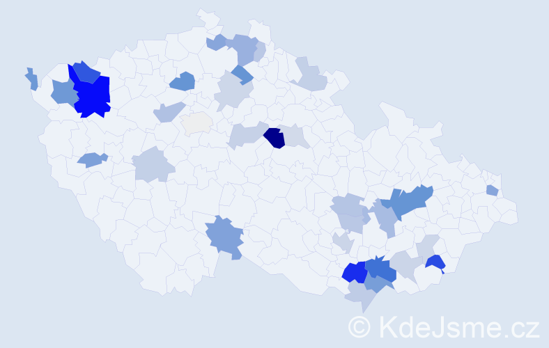 Příjmení: 'Levková', počet výskytů 75 v celé ČR