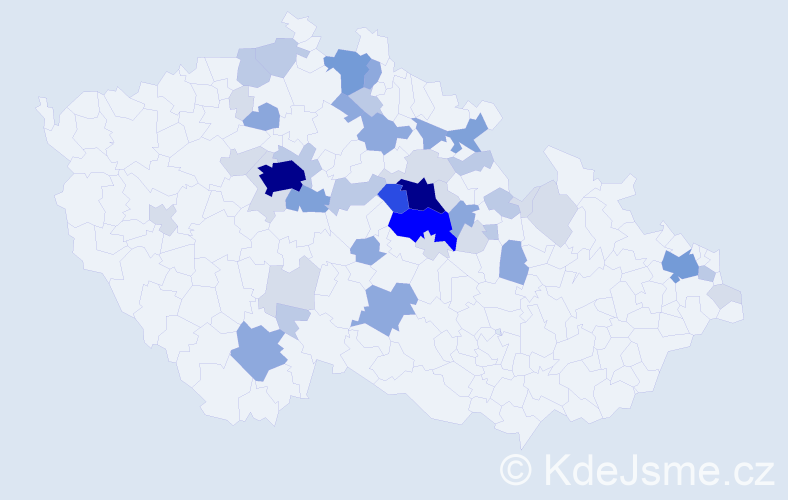 Příjmení: 'Hruša', počet výskytů 152 v celé ČR