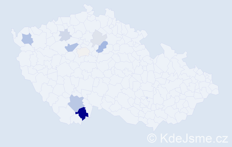 Příjmení: 'Gušlbauer', počet výskytů 22 v celé ČR